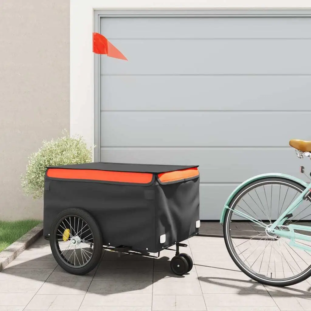 99.2 lb Iron Black & Orange Bike Trailer - Lightweight & Durable Cycling Accessory