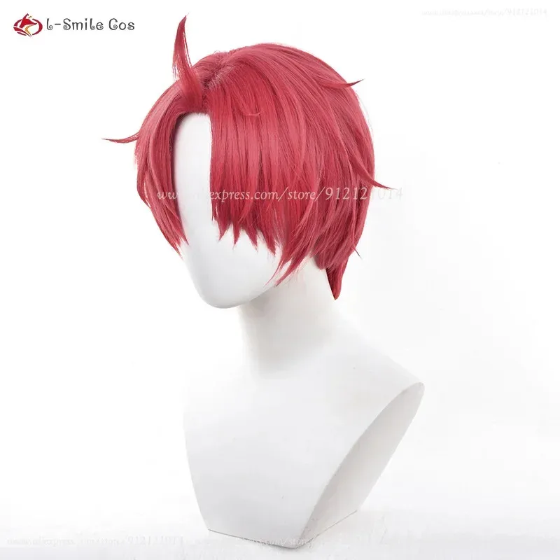 111 www أنيمي جين إنجوجي شعر مستعار جيجي تأثيري 30 سنتيمتر قصيرة الأحمر مقاومة للحرارة الشعر الاصطناعية هالوين لعب الأدوار الباروكات + ث