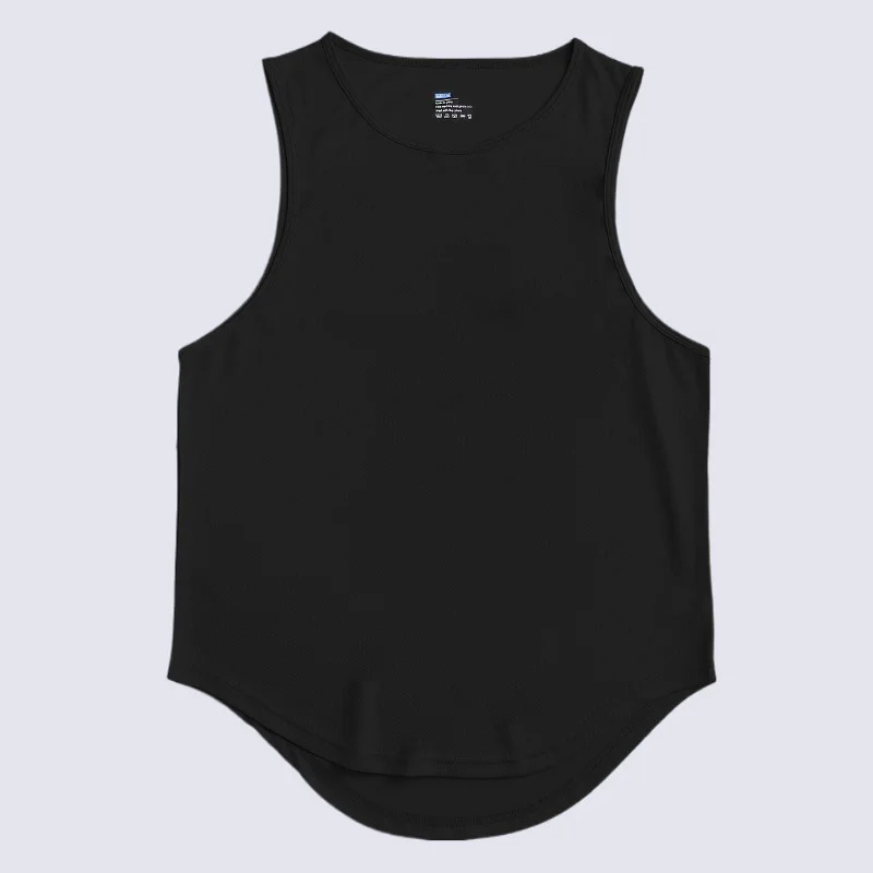 Men's Summer Ice Silk Quick Dry T-Shirt Breathable Mesh Vest Sports Top Sweat Wicking Trendy Clothing
