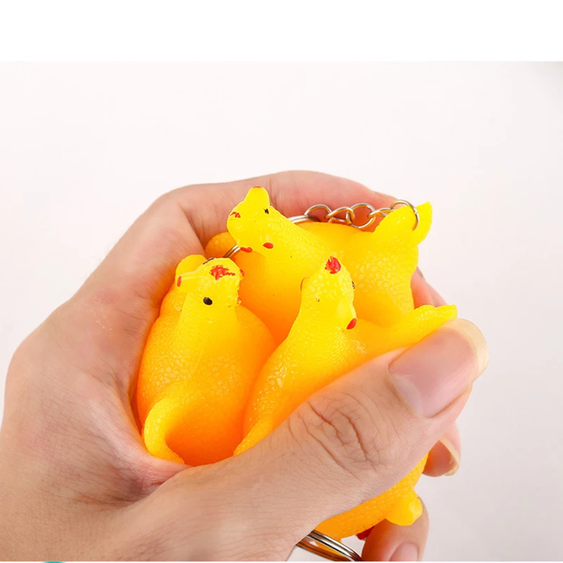 Venting Chicken Keychain Laying Eggs Vent Chicken Squeeze Toys Funny Key-chain Crowded Stress Ball For Kid Fun Gift