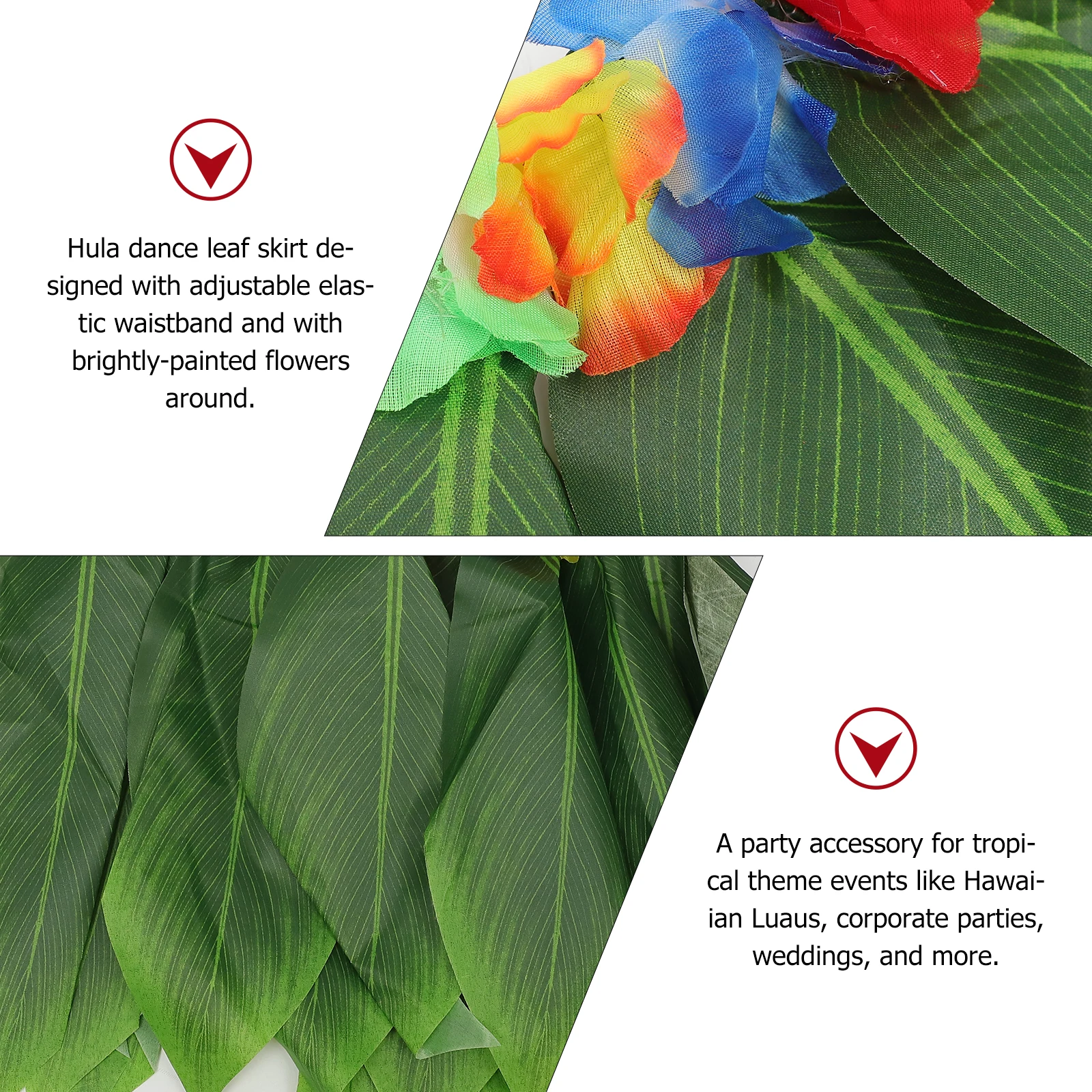 

Hawaii Grass 27.5 Inches Dark Red Adult Costume Leaf For Women Adjustable Waist Hula Dance Party Fashion Tropical Hawaiian Luau