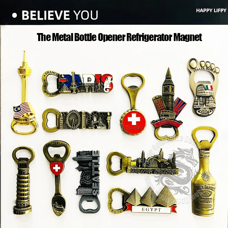 

multifunction Magnetic Bottle Opener Exquisite quality 3D stereo fridge magnet Landmark Model souvenir Home kitchen decoration
