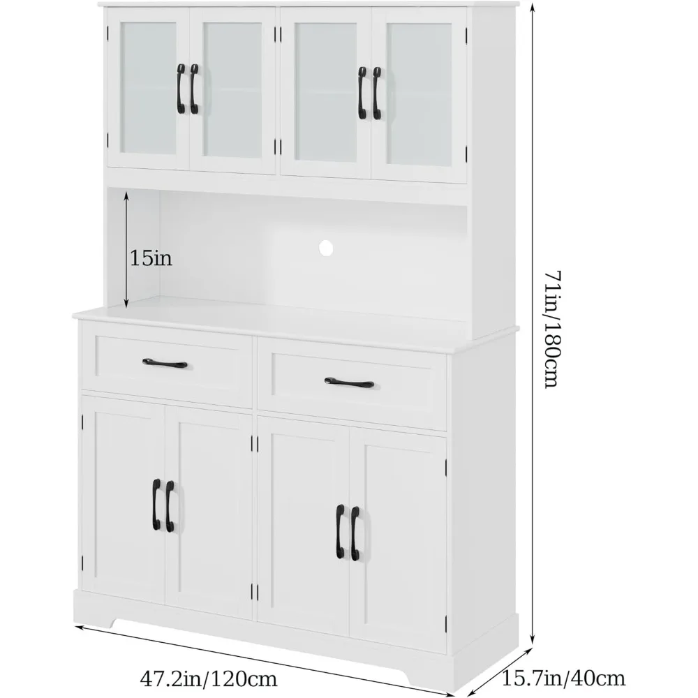 Küchenschrank, Buffet mit Schrank, Schubladen, hoher Küchenschrank mit Mikrowellenständer für Esszimmer, Schränke in der Küche