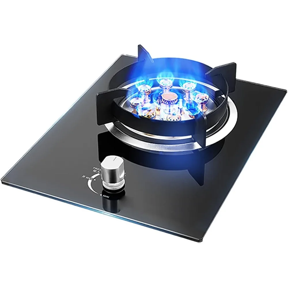

Burners Gas Hob gas hob Built-In Gas Cooktop 7.2KW Nine Cavity Fierce Fire Burner Kitchen Wok Black Glass Cooker(Ng)