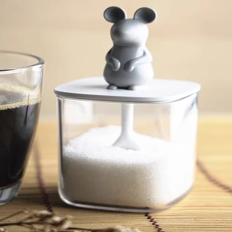 

Тайская банка для приправ с четырьмя отделениями, бутылка для специй Lucky Mouse для влагостойкого хранения соли и специй, идеально подходит для кухни
