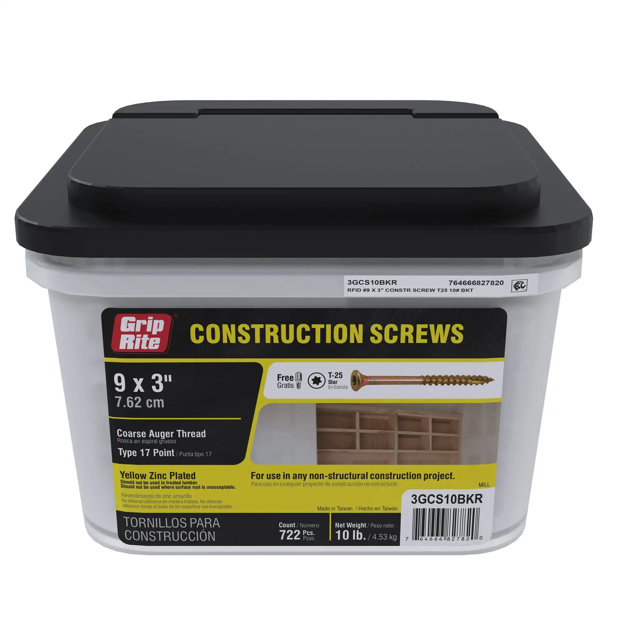 

9 x 3 in. in. Star Drive Gold Construction Wood Screw 10 lb.