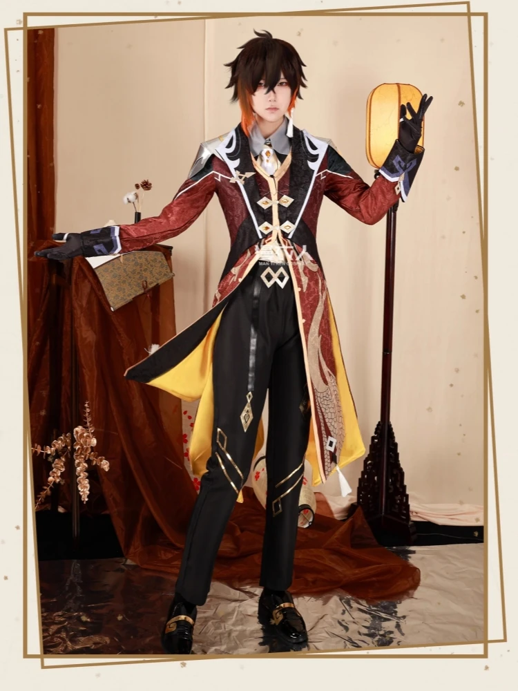 

Zhongli Cosplay Genshin Impact Anime Men Fashion Costumes Zhong Li Role Play Clothing Halloween Comic-con Party Suit Full Set