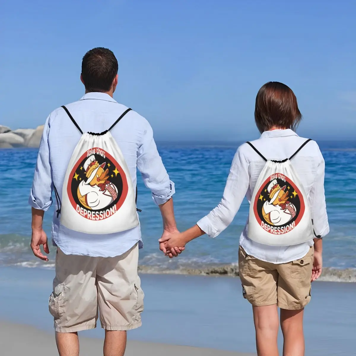 لوسيفر المطاط البط الرباط حقائب الظهر خفيفة الوزن هازبين أنيمي الرسوم المتحركة فندق رياضة الرياضة Sackpack أكياس للسفر