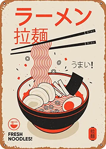 

Ramen Noodle Vintage Look Metal Sign Art Prints Retro Gift 8x12 Inch