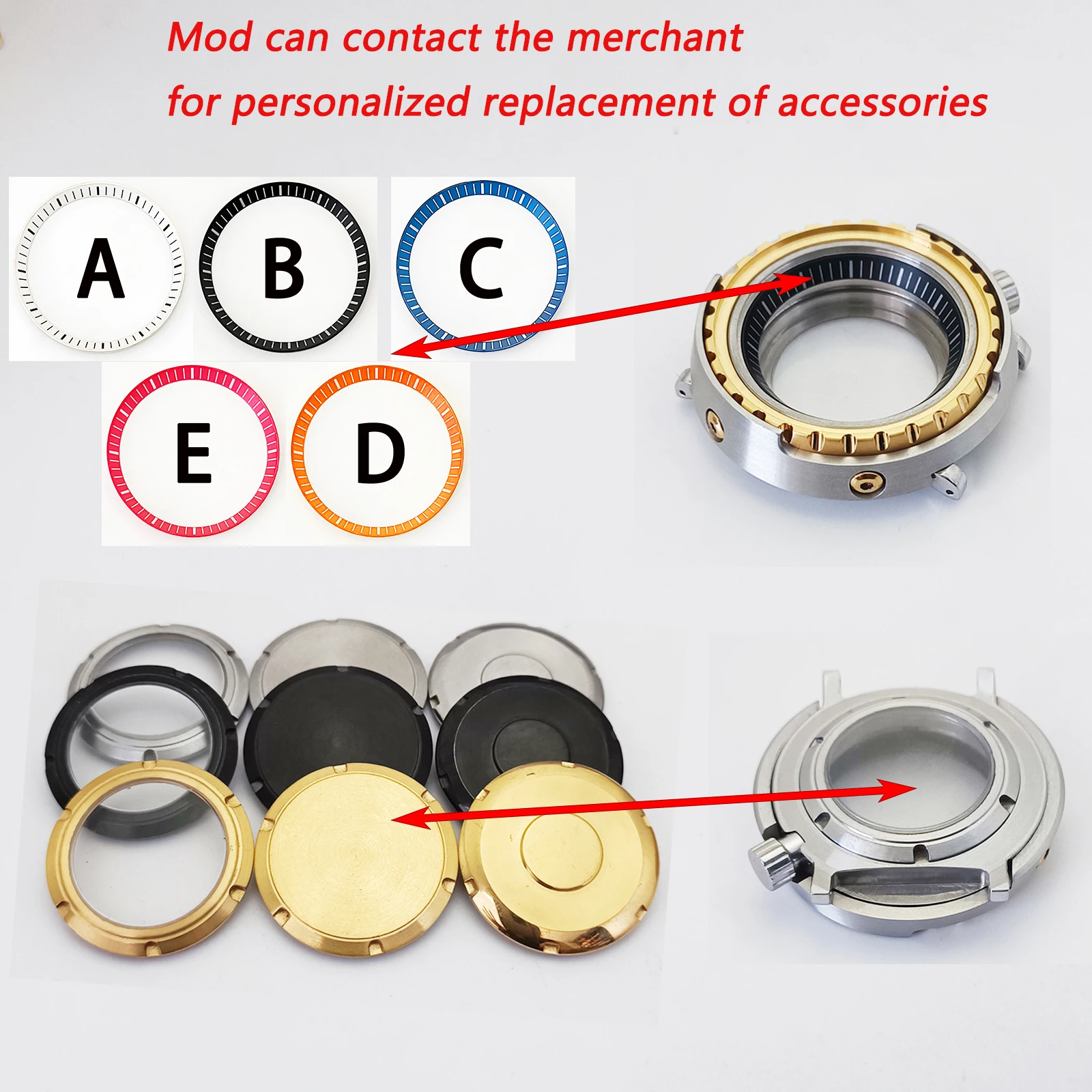 Mod ブラックマグロ缶ケース NH35 ケースアルミニウムインサートサファイアガラスステンレススチール時計ケース