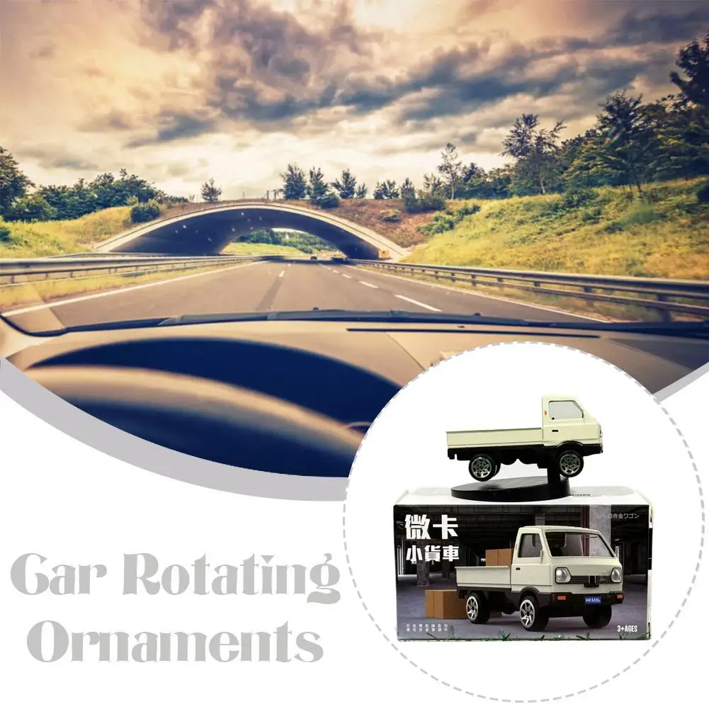 

1:64 Alloy Small Truck Model Car Dashboard Ornaments Center Decoration Car Turning Truck Drift Interior Decor Console Rotat F7h3