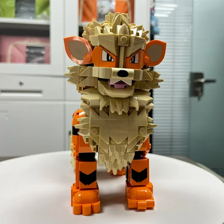 New 1190pcs Monster Wind Dog Animal Elf Orange Hound Fire Puppy 3D Model Building Blocks Toys Ornament Birthday Gifts - view 3