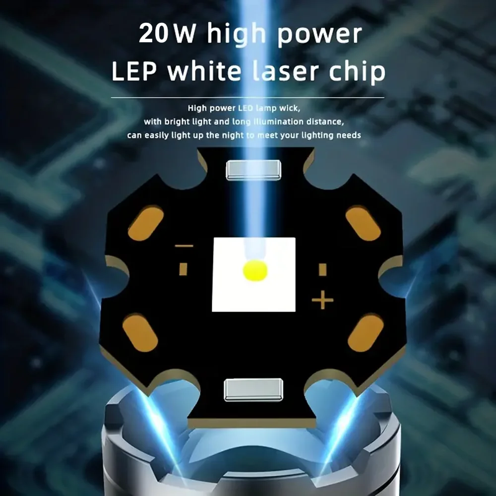 Linterna táctica LED recargable USB – Luz potente con zoom para caza - imagen 4