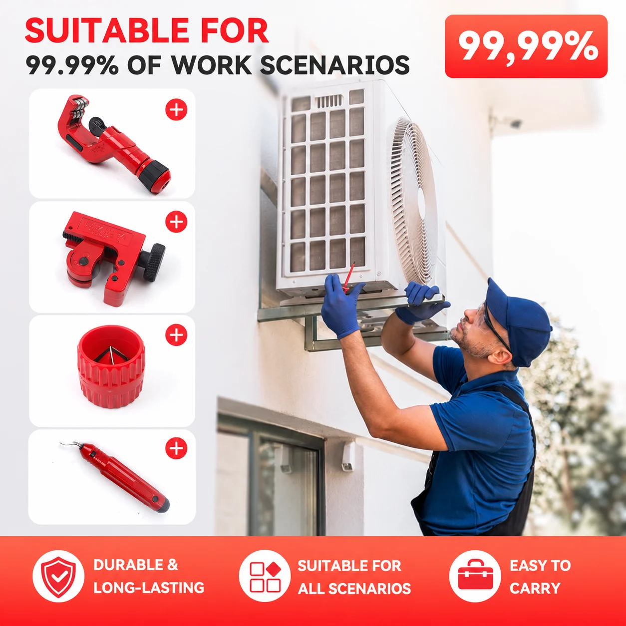 6-50MM Bearing Pipe Cutter 3-22MM Metal Tube Cutter with Chamfering & Deburring Tools for AC Installation/Car Piping Modification & Repair