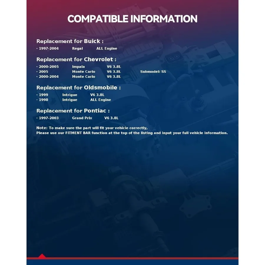 محول حفاز بديل للسيارات مصمم لـ 20002005 Impala و 19972004 Regal مع محرك 3.8L عالي الكفاءة