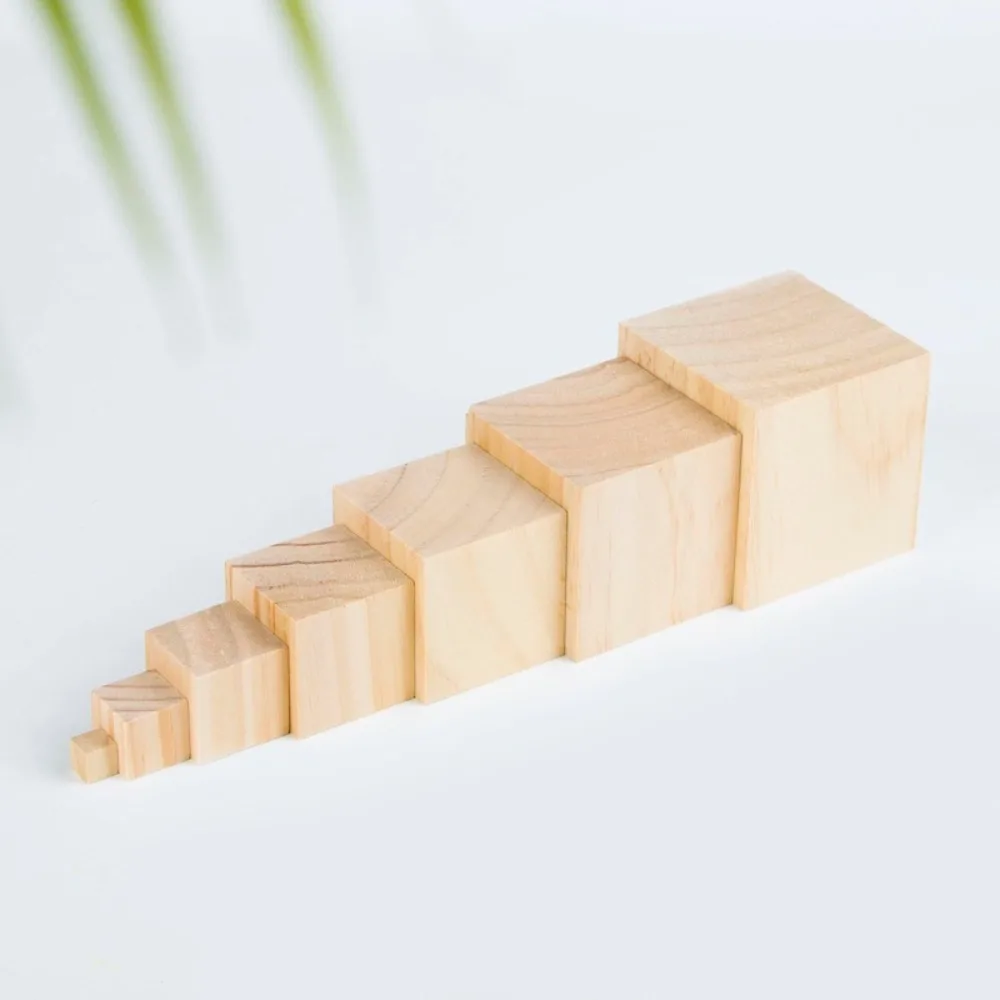 10 pçs crianças brinquedo cubo de madeira natural inacabado bloco de construção em branco bloco quadrado de madeira diy ajuda de ensino material artesanal
