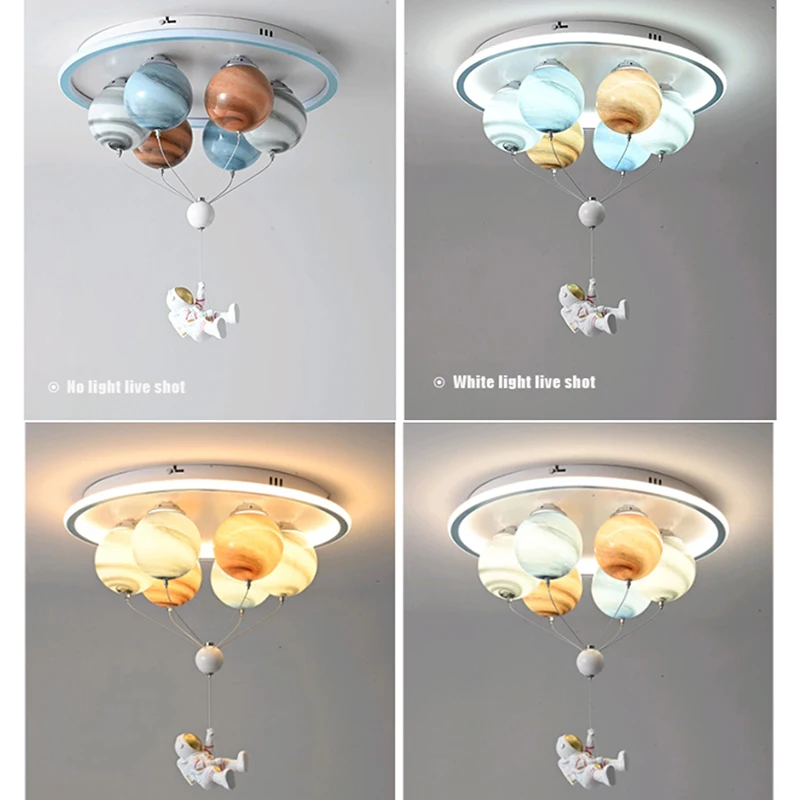 SANDYHA Astronaut Modern Led Ceiling Light Creative Planet Lamp for Children\'s Room Dining Study Kindergarten Lighting