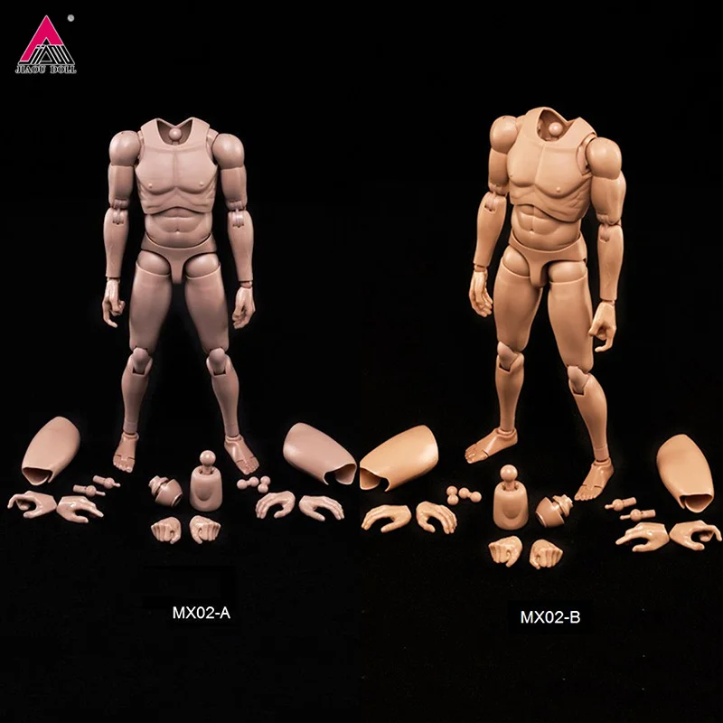 1/6 MX02-A B Male Super Flexible Joint Body 2.0 Nude Narrow Shoulders with Neck 12'' Soldier Action Figure Body Doll Toy