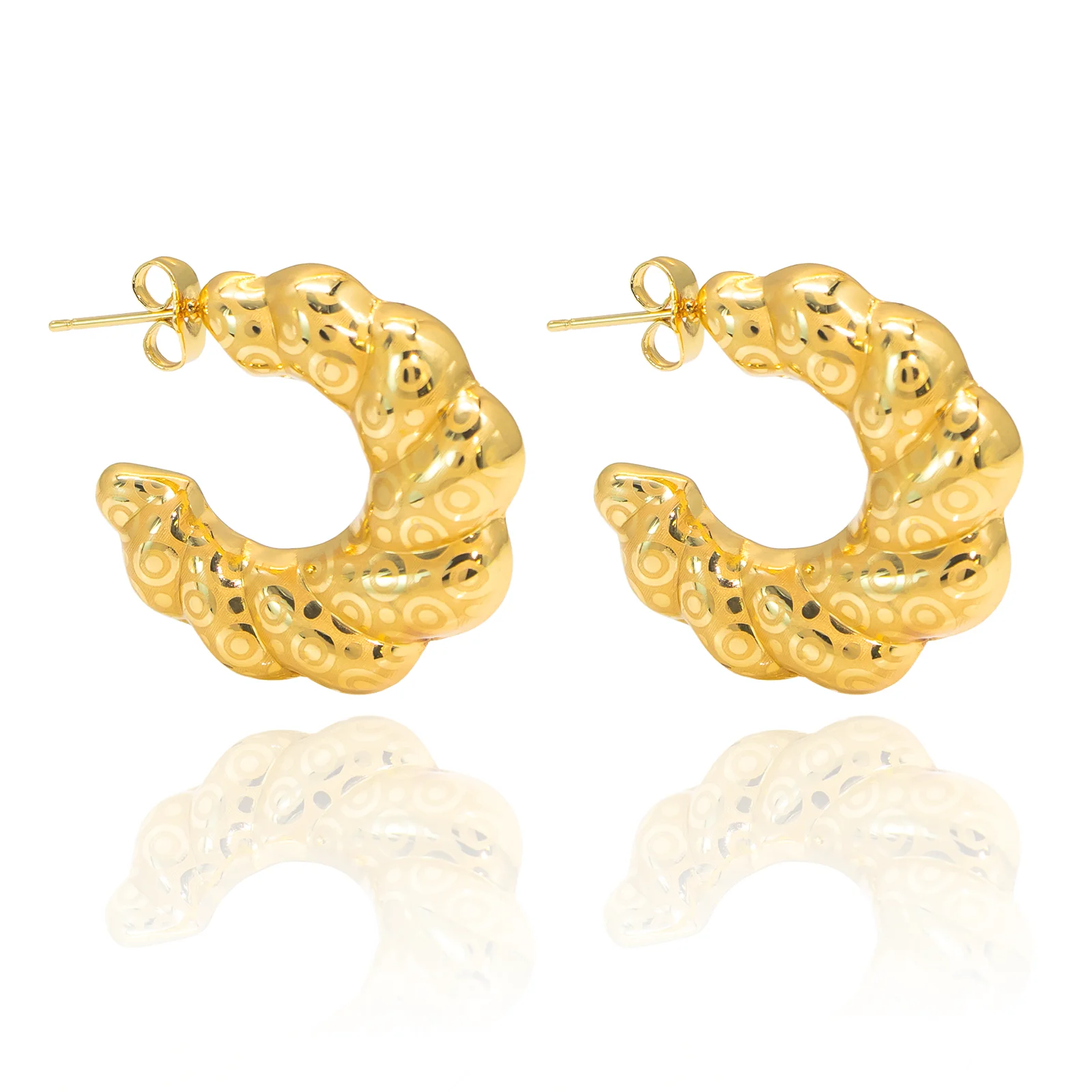 

YTJX Retro Metal C-Shaped Printed Earrings Exquisite And Romantic The Best Gift For Lovers Anti Allergic Jewelry Gift Wholesal