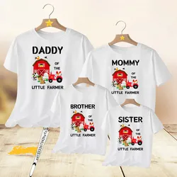 Farm family party birthday number t-shirt small farmer tractor chicken cow t-shirt friend father mother brother sisters shirt