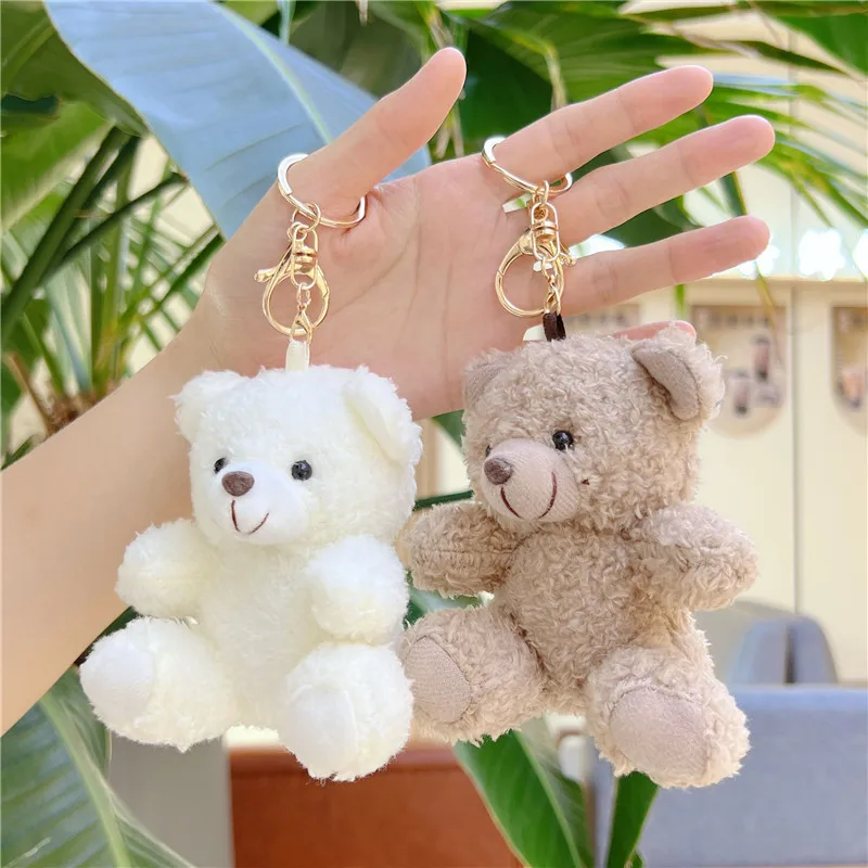 Curly-Haired Teddy Bear Plush Toy Keychain Pendant