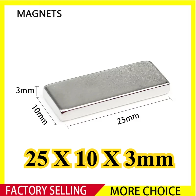 2/5/10/20/30/50PCS 25X10X3mm Rectangular Powerful Strong Magnetic Magnets N35 Block Rare Earth Neodymium Magnet 25x10x3 25*10*3