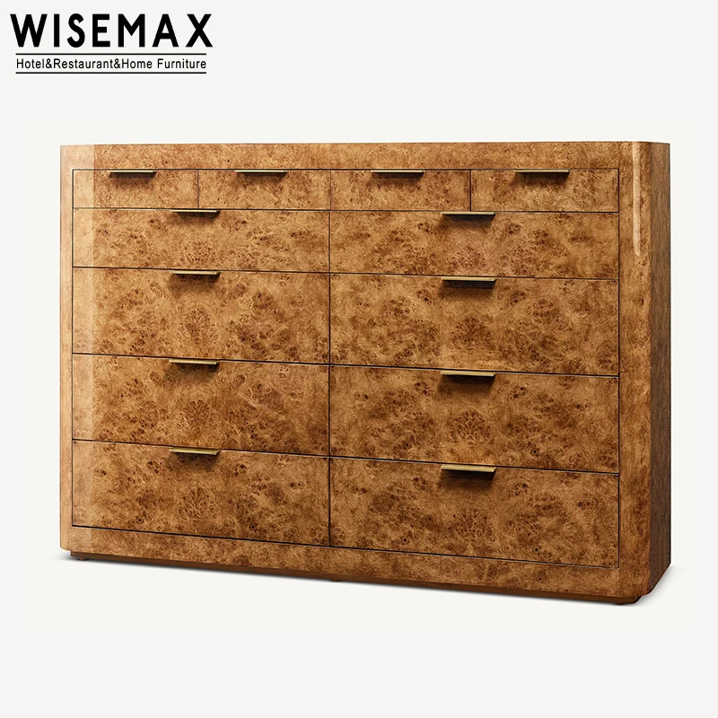 WISEMAX FURNITURE American Retro Shiny Wooden Wardrobe Living Room Furniture Rustic 12-drawer Shoe Cabinet