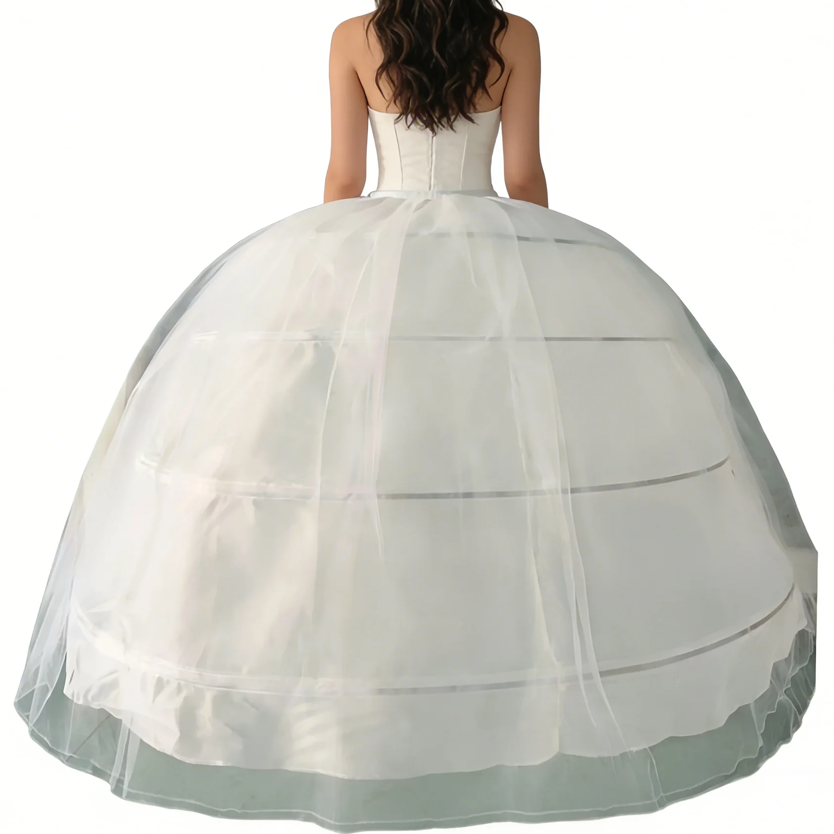 New Hot Sell 4 Hoops Big White Petticoat Super Fluffy Crinoline Slip Underskirt For Wedding Dress Bridal Gown In Stock
