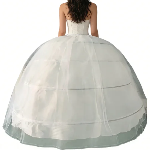Imagen 2 del producto Nueva venta caliente 4 aros enagua blanca grande súper esponjosa crinolina Slip Underskirt para vestido de novia vestido de novia en Stock