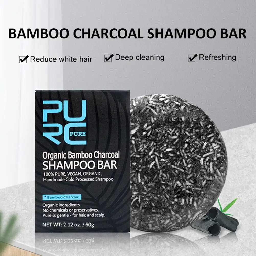 Bambus Holzkohle Shampoo Seife reduzieren weißes Haar schwarz Reinigungs shampoo festes Haar Anti-Schuppen tiefe Seife Haarpflege Schaum z8s2