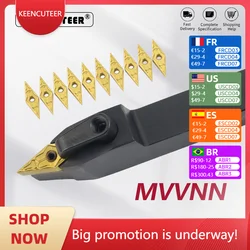 MVVNN1616 MVVNN2020 MVVNN2525 MVVNN3232 External Turning Tool Holder VNMG16 Carbide Inserts MVVNN Lathe Cutting Machine Tools