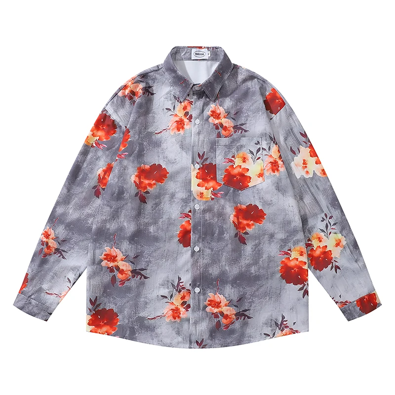 

Гавайские рубашки с темным значком и цветком, мужские и женские повседневные мужские рубашки с отложным воротником, мужской топ