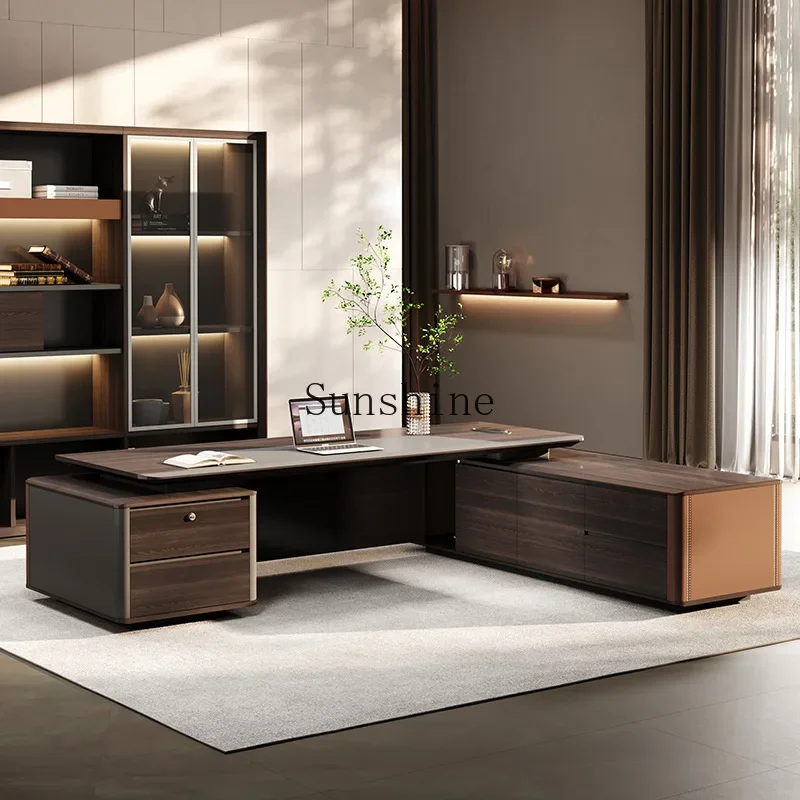 Boss, president desk Italian light luxury desk furniture, chair combination