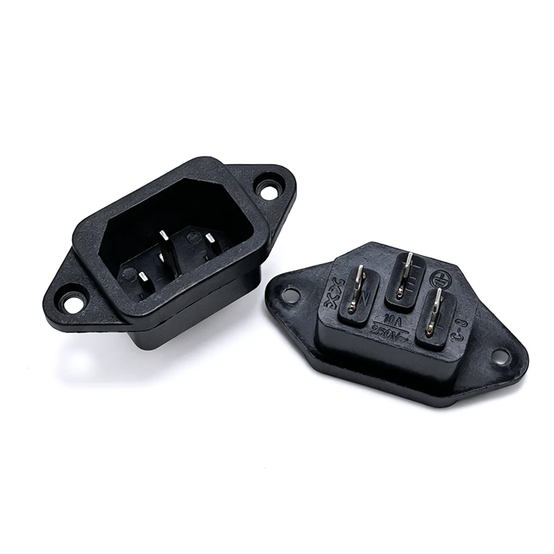 

1Pcs IEC 320 C14 3Pins Male Plug Panel Power Inlet Sockets Connectors AC 250V 10A