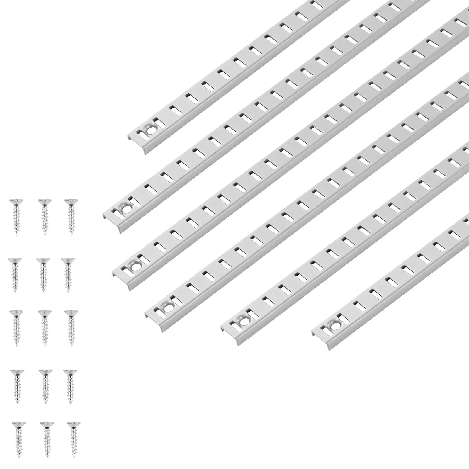 Shelf Pilaster, 36.3-inch 8 Pack, Adjustable Shelf Brackets Steel Mortise Mount Pilaster Strip Standards with 32 Screws, Suitable for Wall Shelving System Cabinet Closet Organization