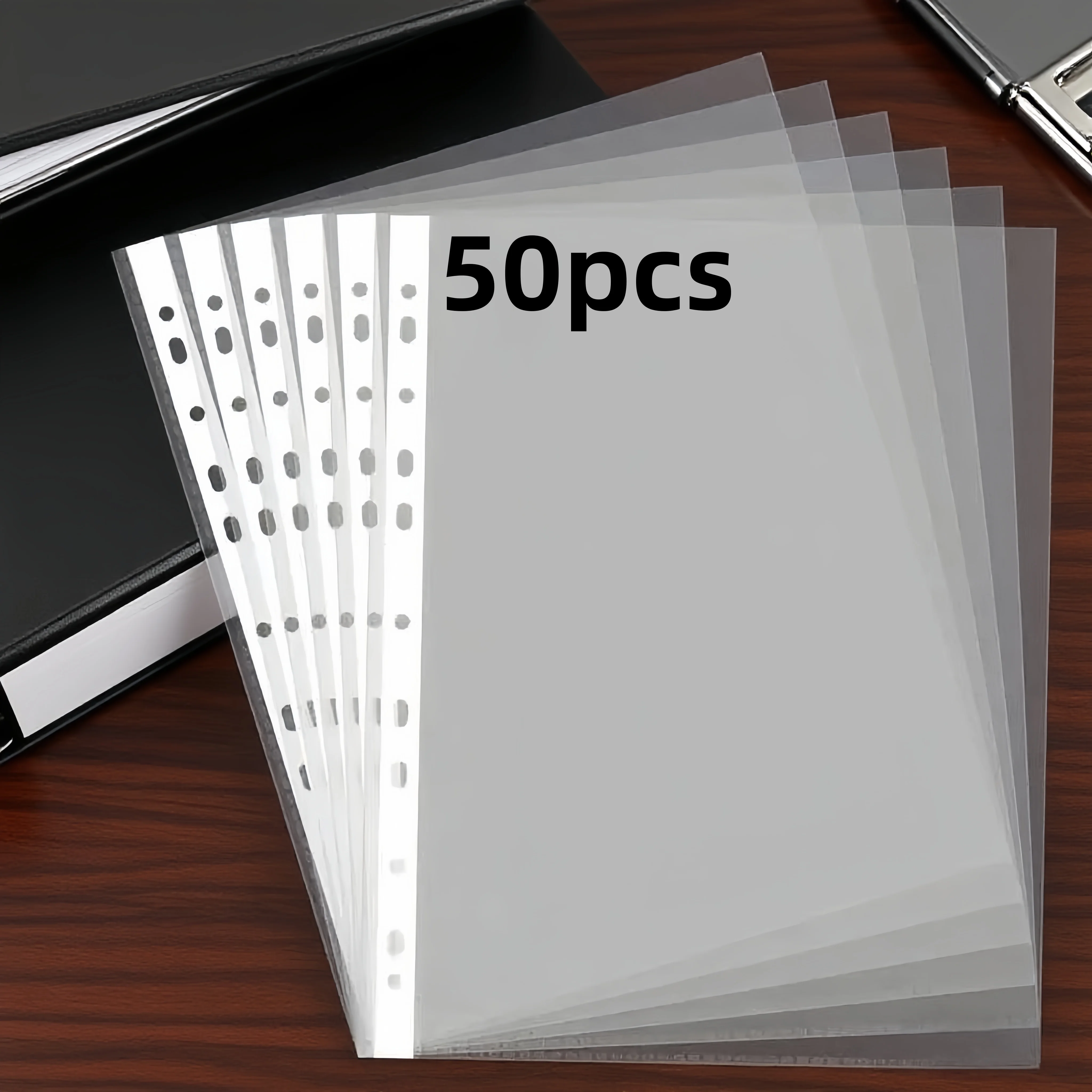 50 Heavy-Duty A4 Plastic File Folders with 11 Holes, Document Organizer, Compatible with 3-Ring Binders, Suitable for Office