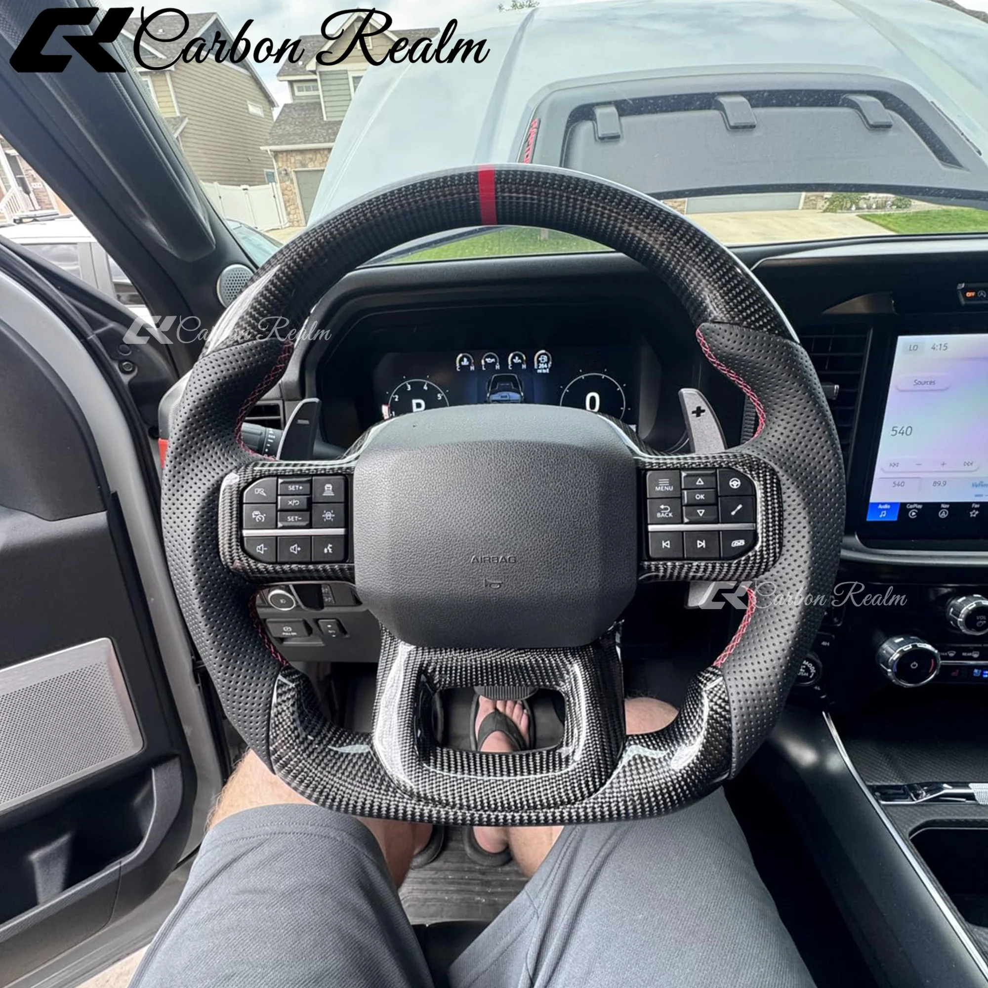 

Real Carbon Fiber Steering Wheel For Ford Raptor F150 Tremor Lariat XLT 2021-2026,F-250 F-350 Super Duty 2023-2026,No Heating