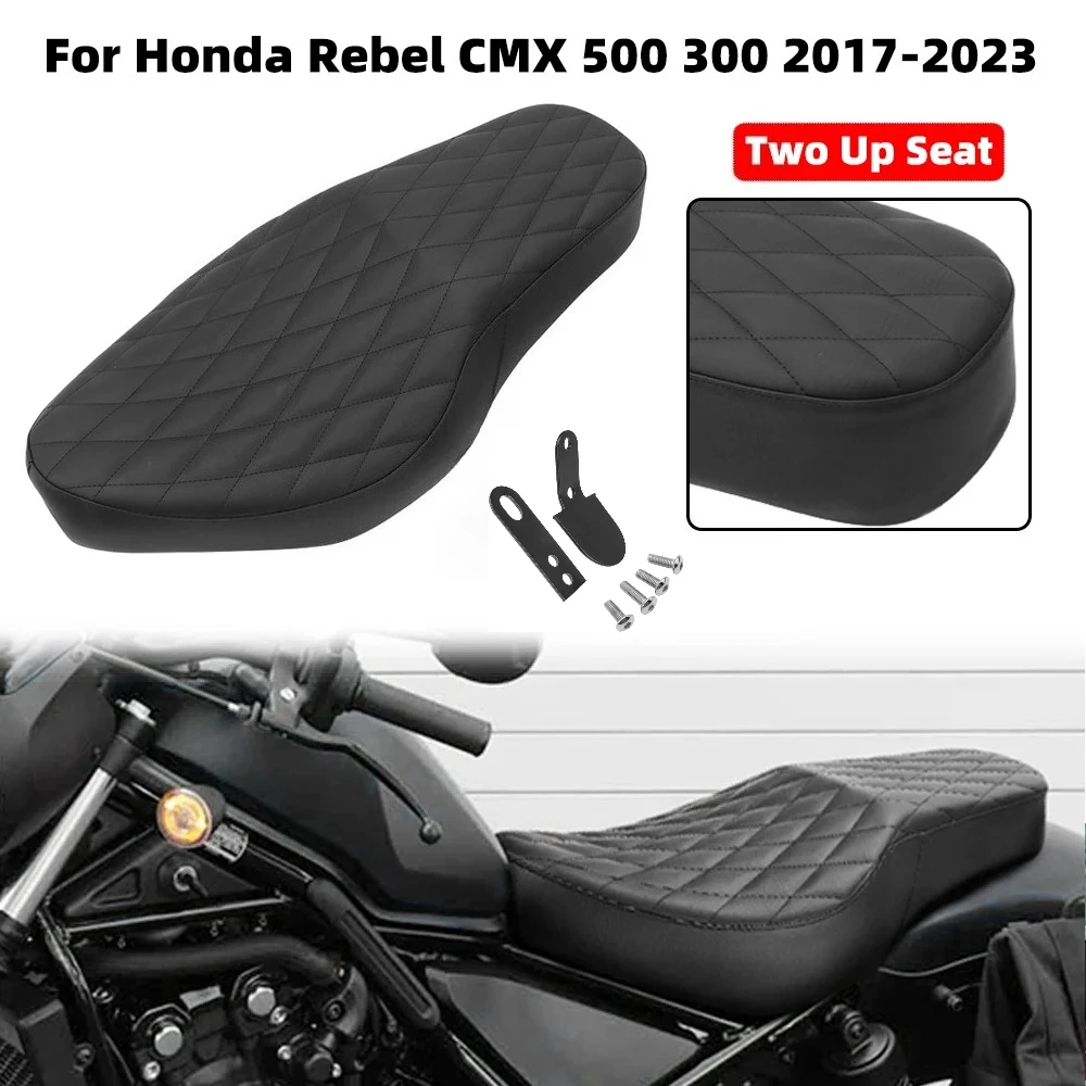 Motorcycle Two-Up Seat Front Rear Driver Passenger Leather Seat Cushions for Honda Rebel CMX 500 CMX 300 2017-2026