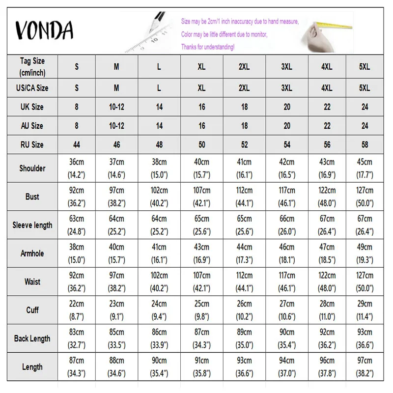 플러스 사이즈 5XL VONDA 패션 미니 드레스 여성 봄 긴 소매 파티 드레스 2026 우아한 단색 선드레스