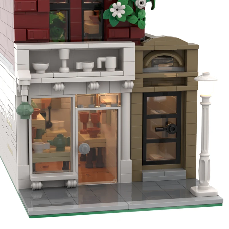 1584 pièces le modèle créatif rouge d'architecture typique américaine Street View dans les blocs de construction ville bricolage cadeaux MOC- 199509