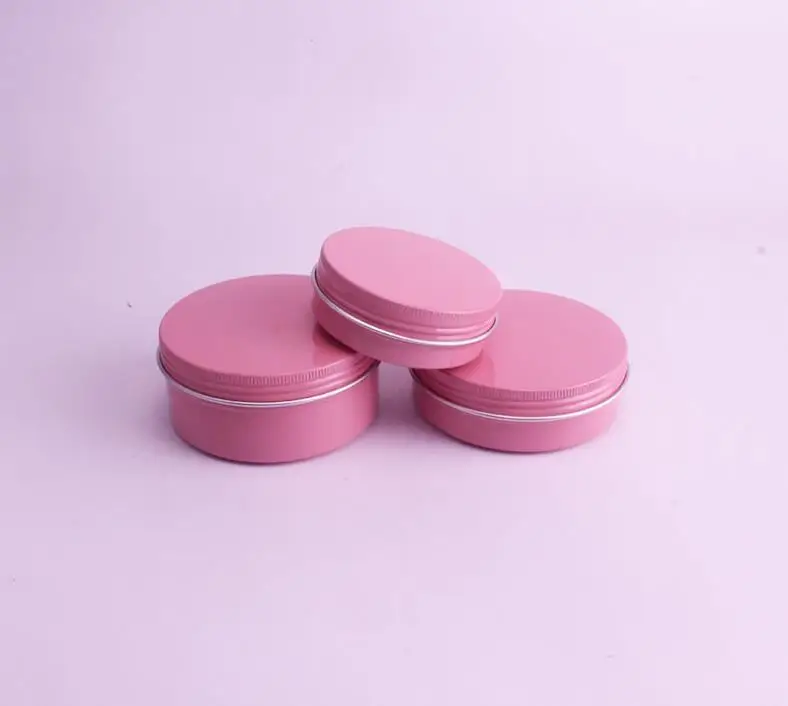 Empty Pink Aluminum Lip Balm Containers Cosmetic Cream Jars Tin Crafts Pot Bottle Wholesale