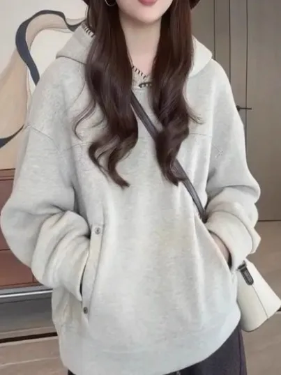 Sweat à capuche d'hiver pour femmes, décontracté, polyvalent, grande taille, tendance, Streetwear, confortable, coupe ample, Long, Sve