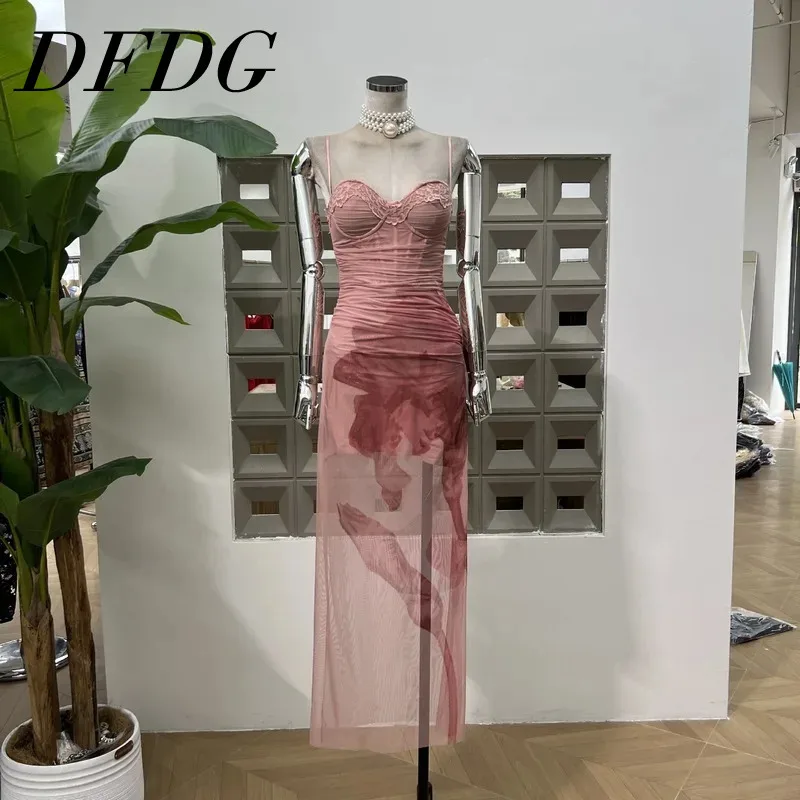 

DFDG 2025 Summer Slim Strap Boned Corset Dress Figure-Flattering Beach Party Nightclub Wear Breathable Lightweight Sexy Elegant