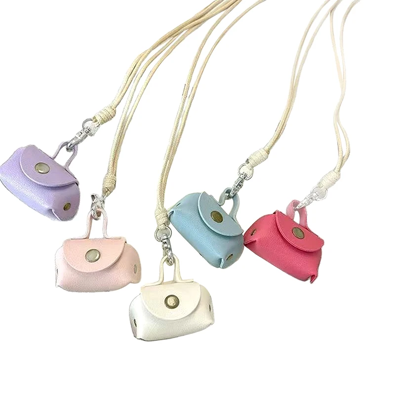 محفظة جلدية صغيرة للعملات المعدنية قلادة قلادة بدون سلسلة للنساء غطاء سماعة الرأس المحمول تخزين سلسلة سترة طويلة #5