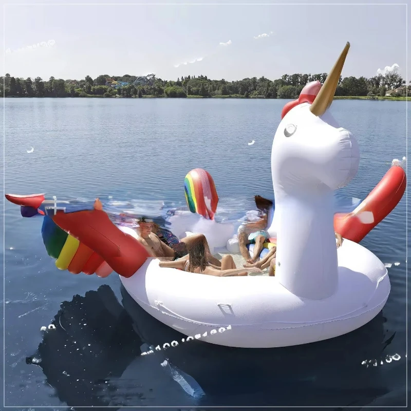 

Остров плавающих плотов поставка большой надувной фламинго на 6 человек плавающий остров единорог вода