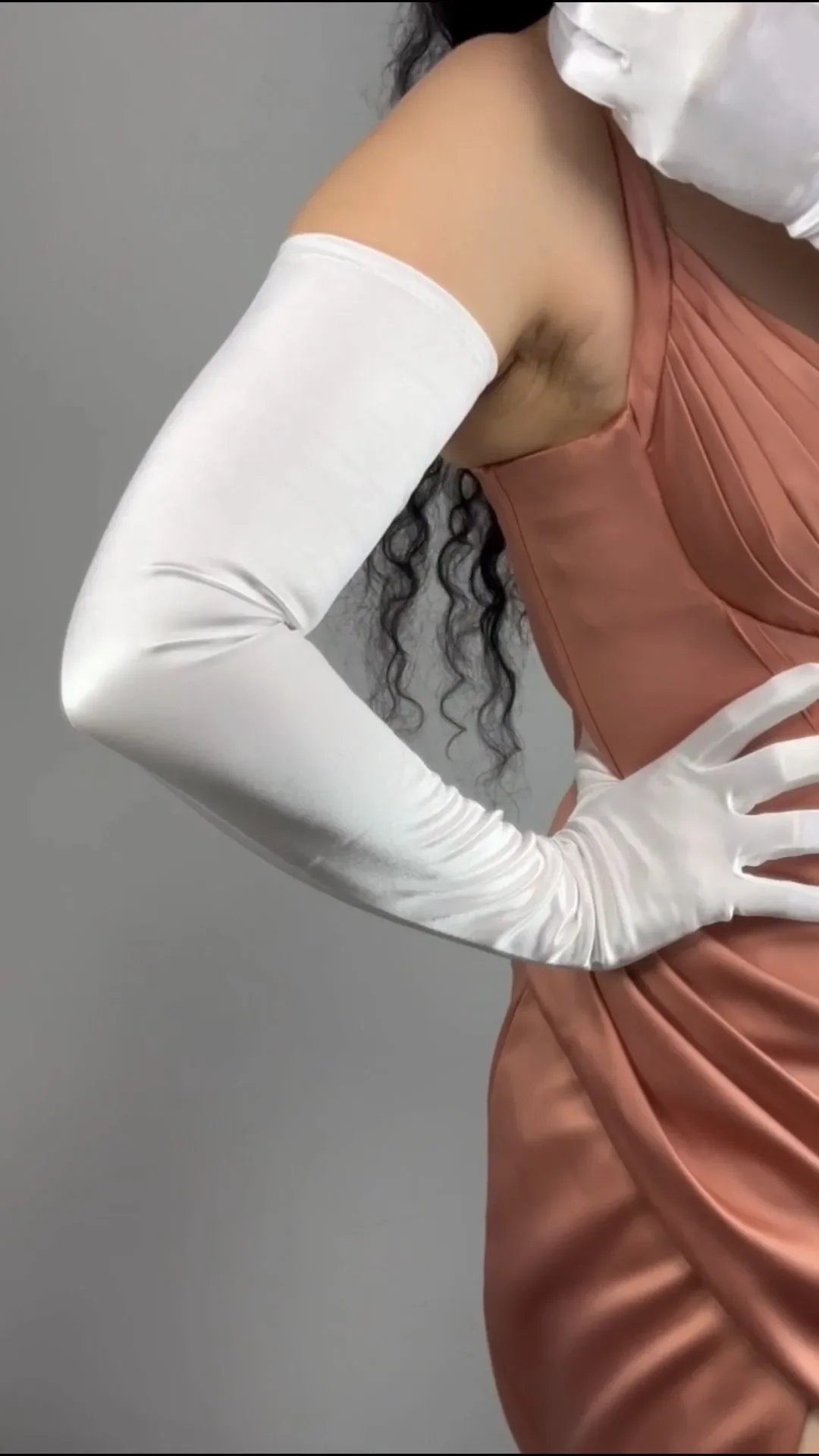 SATIN White GLOVES 70CM Shoulder Long Wedding Bridal Glove Stretch Solid Silk Like Cosplay Costume Halloween Evening Fashion