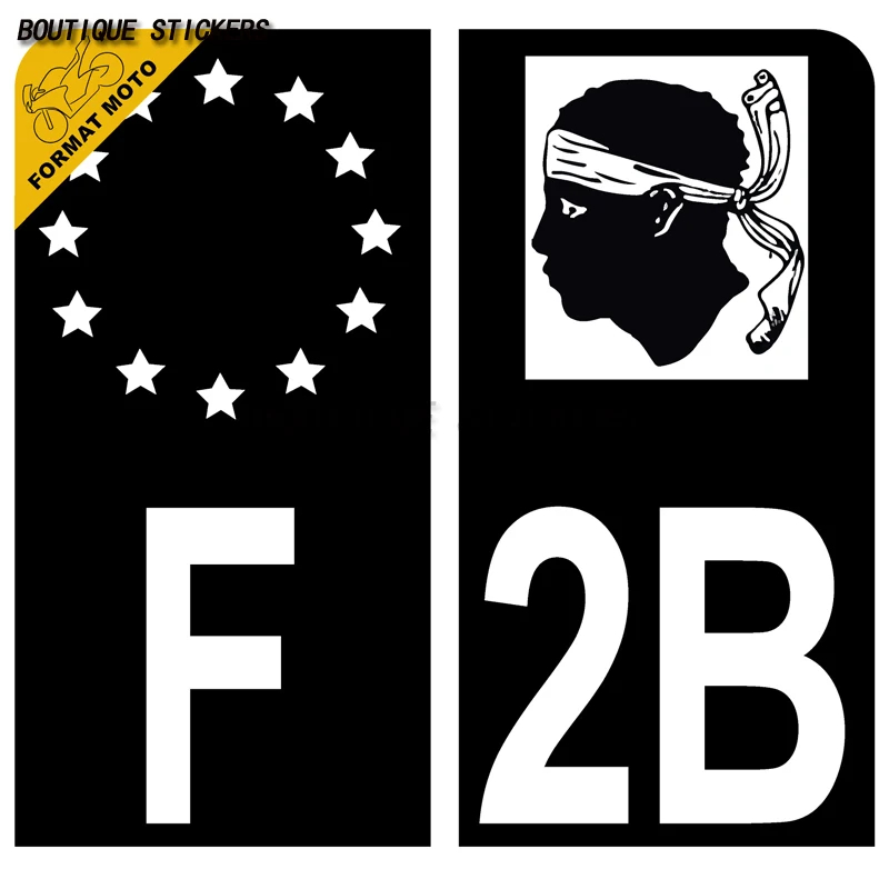 

2Pcs Autocollant plaque d'immatriculation française noir bleu Moto Département 2B Haute-Corse Ardèche Waterproof PVC sticker