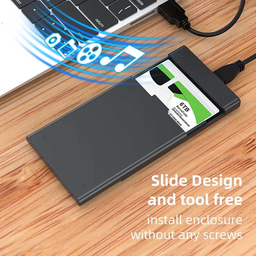 Maiwo 9.5mm 2.5 Inch SATA HDD Enclosure SSD Case SATA 6Gbps To USB 3.0 Adapter External Hard Drive Box Tool free speed 5Gbps