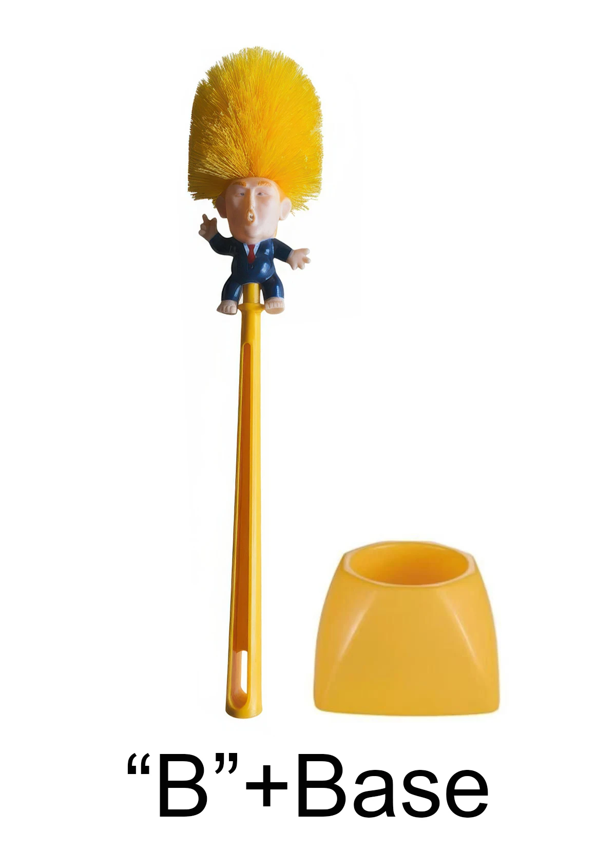 Grappige geel haar cartoon toiletborstel met houder |   Creatieve badkamerreiniger |   Uniek Gag-cadeau voor volwassenen, vrienden, feestplezier