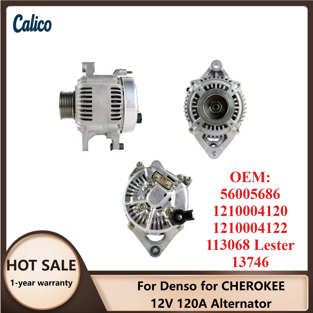 

High Cost-effective Suitable for Denso for CHEROKEE 12V 120A Alternator 56005686 1210004120 1210004122 113068 Lester 13746